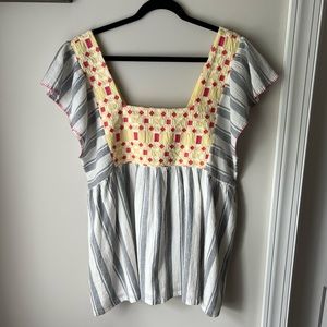Anthropologie | Forever That Girl Striped Embroidered Blouse